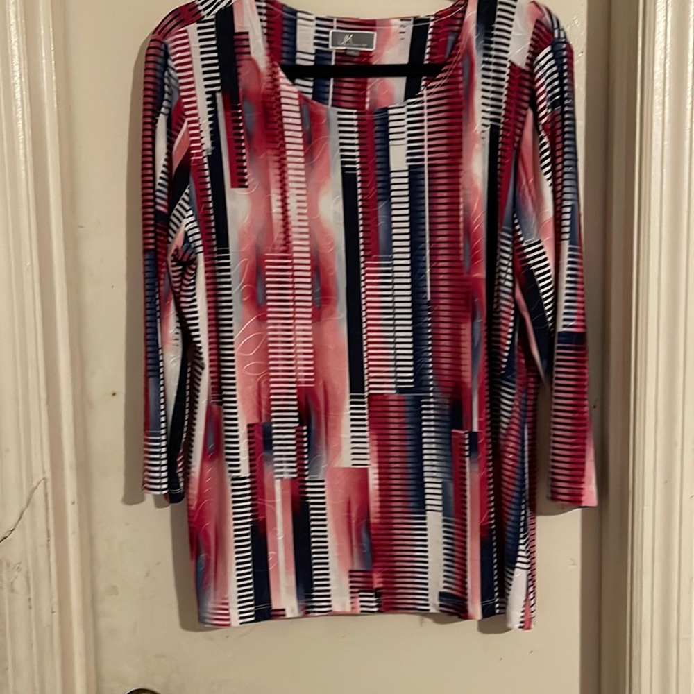 JM collection. Multi colored womens Top. Size L.
